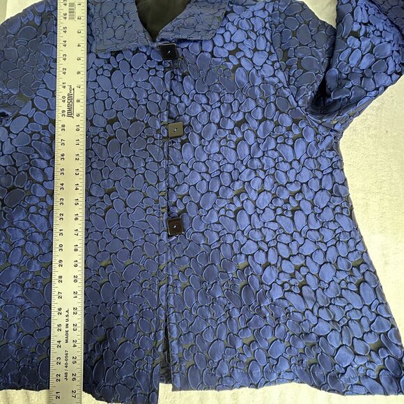 Moonlight Womens Geometric Dotted Jacquard Button Front Jacket XL Blue Artwear - Picture 6 of 6